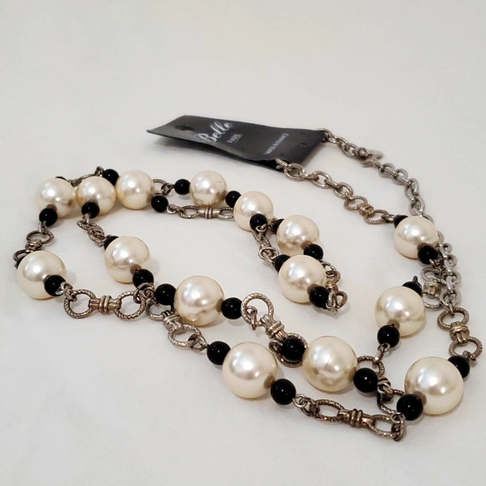 Boho Beaded Necklace | Black & White Necklace